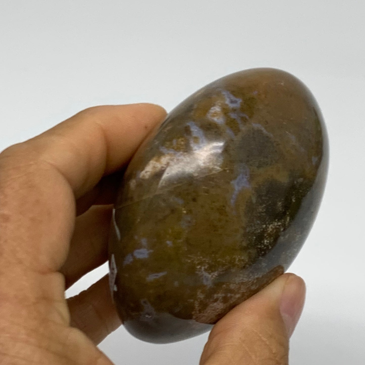 261g, 2.8"x2.7"x1.7" Natural Ocean Jasper Palm-Stone Orbicular Jasper, B38189