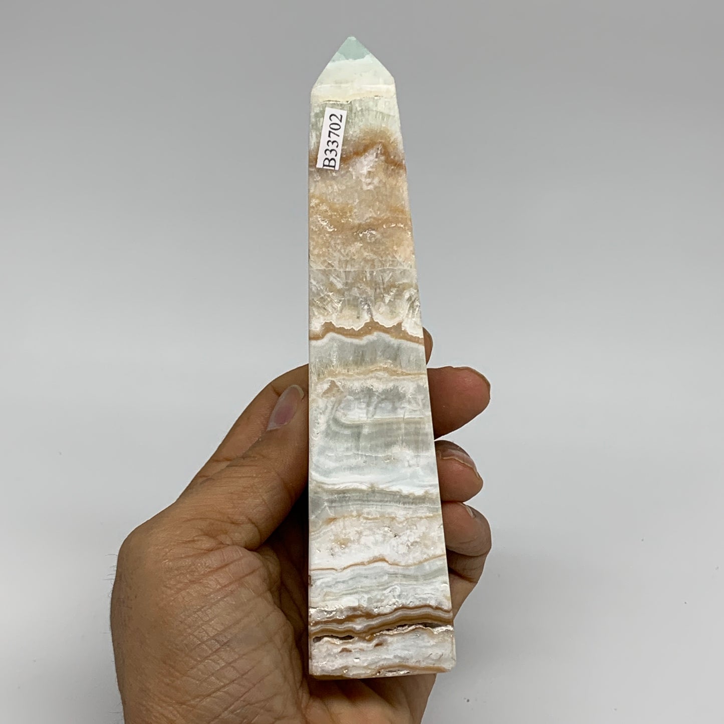 0.69 lbs, 6"x1.4"x1.4", Caribbean Calcite Tower Gemstone @Afghanistan, B33702