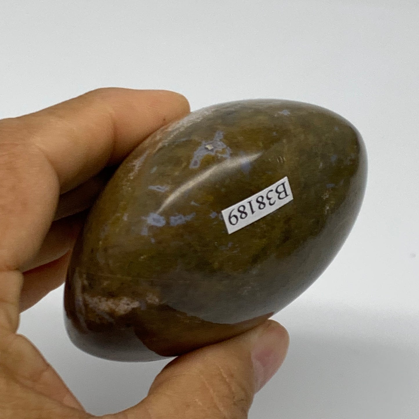 261g, 2.8"x2.7"x1.7" Natural Ocean Jasper Palm-Stone Orbicular Jasper, B38189