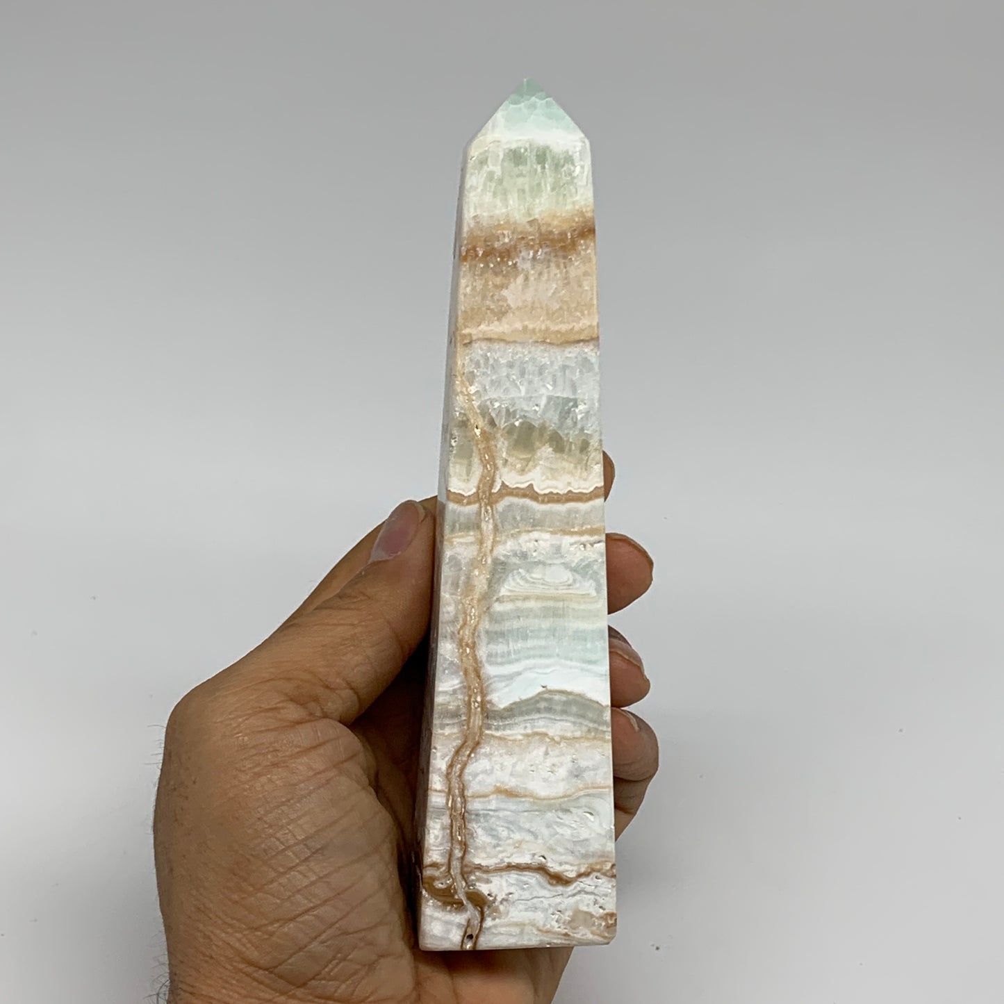 0.69 lbs, 6"x1.4"x1.4", Caribbean Calcite Tower Gemstone @Afghanistan, B33702