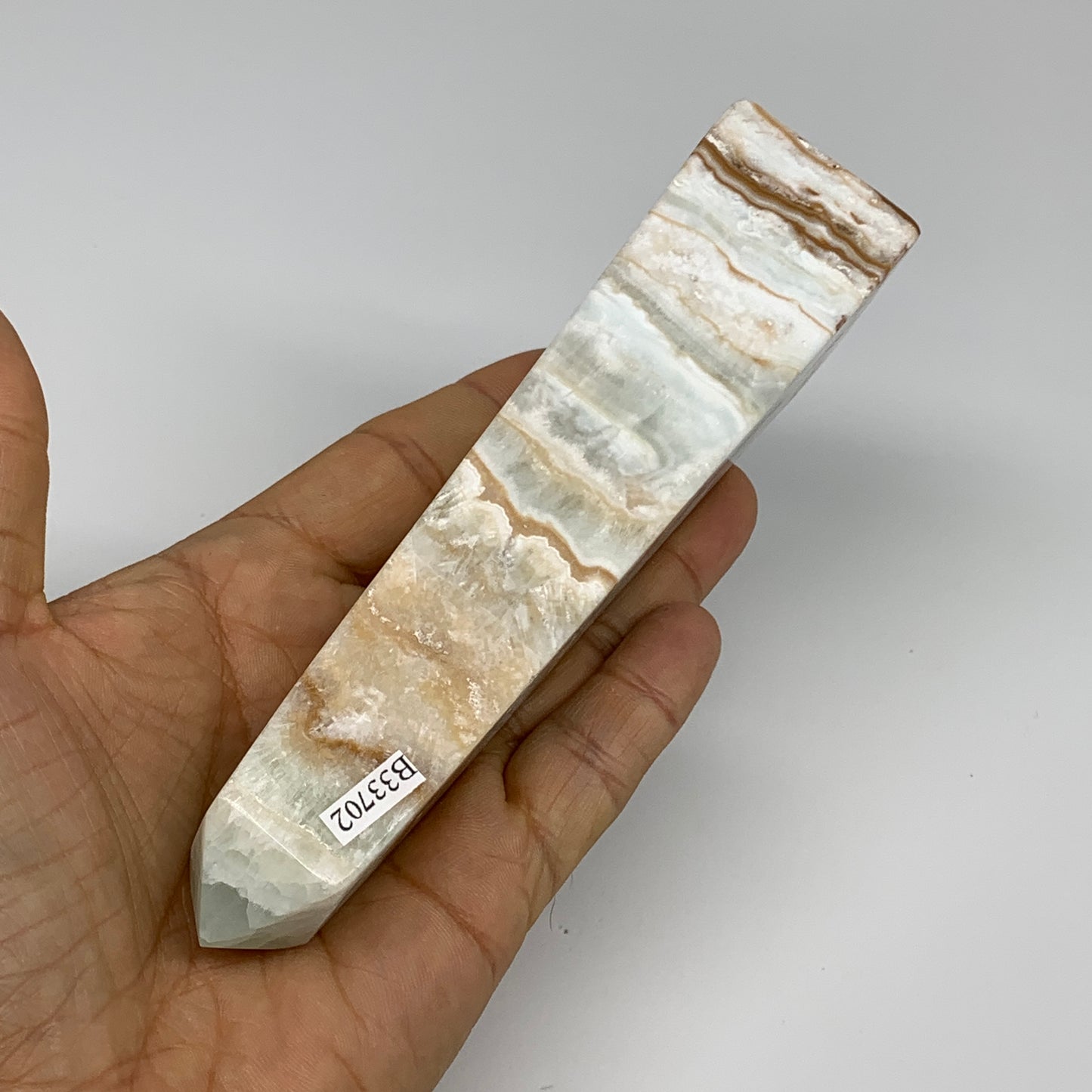 0.69 lbs, 6"x1.4"x1.4", Caribbean Calcite Tower Gemstone @Afghanistan, B33702