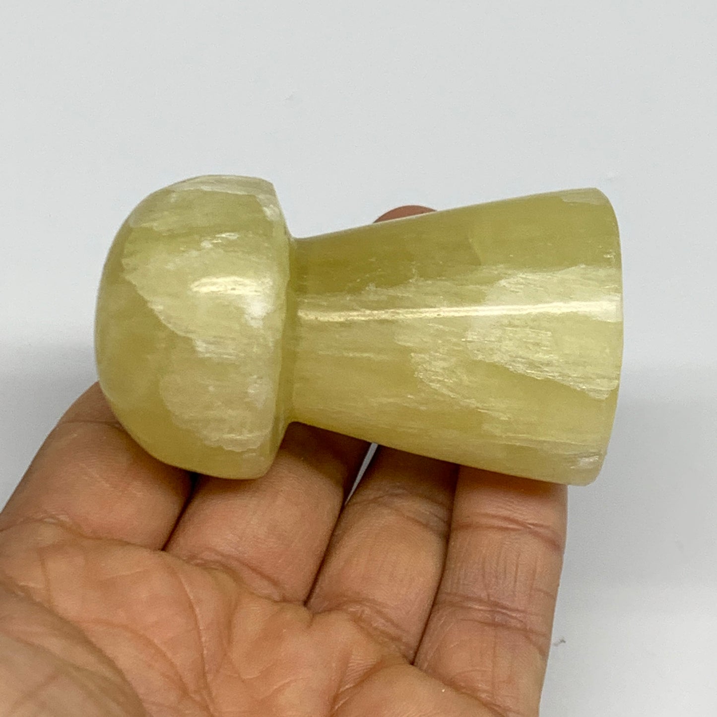 151.5g, 2.5"x1.4" Natural Lemon Calcite Mushroom Gemstone @Pakistan, B31674