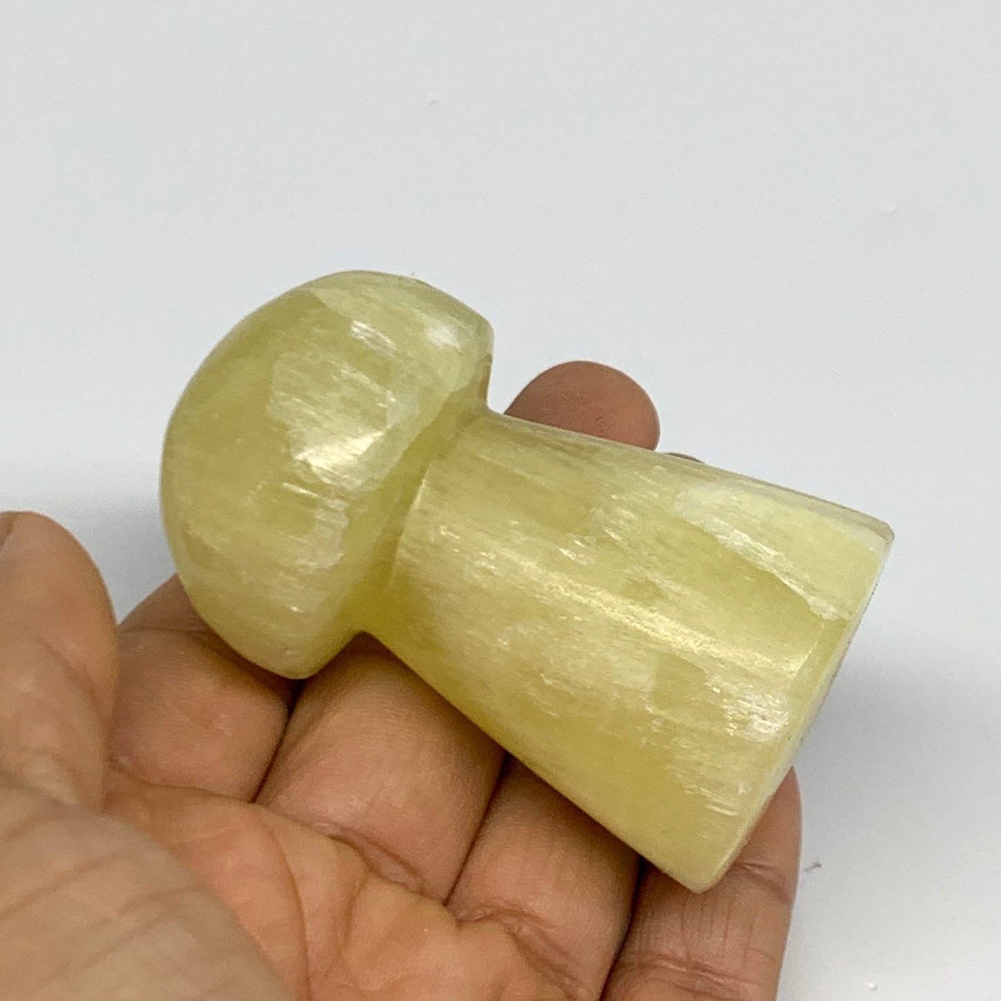 151.5g, 2.5"x1.4" Natural Lemon Calcite Mushroom Gemstone @Pakistan, B31674