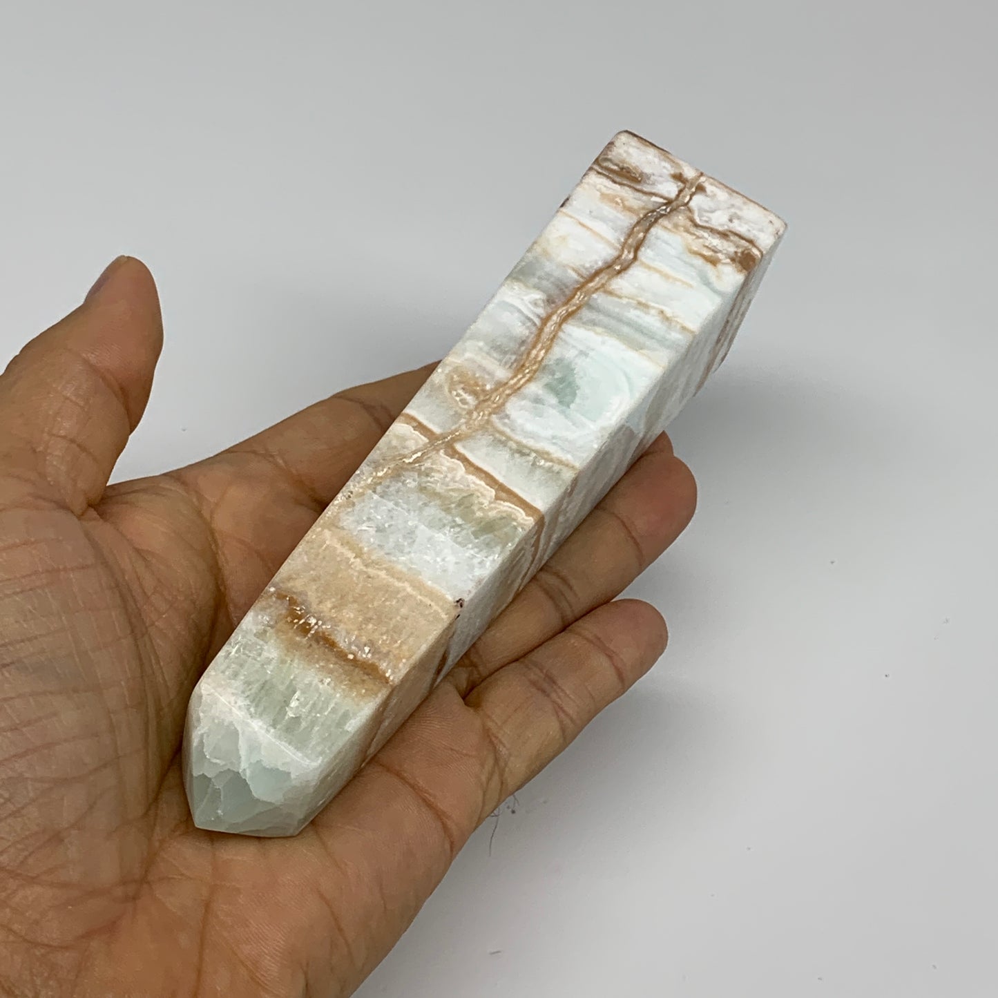 0.69 lbs, 6"x1.4"x1.4", Caribbean Calcite Tower Gemstone @Afghanistan, B33702