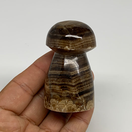 133.5g, 2.5"x1.4" Natural Chocolate Calcite Mushroom Gemstone @Pakistan, B30169