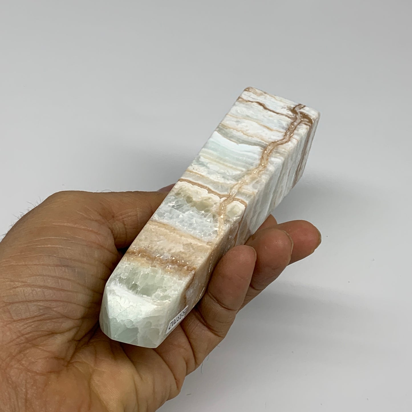 0.69 lbs, 6"x1.4"x1.4", Caribbean Calcite Tower Gemstone @Afghanistan, B33702