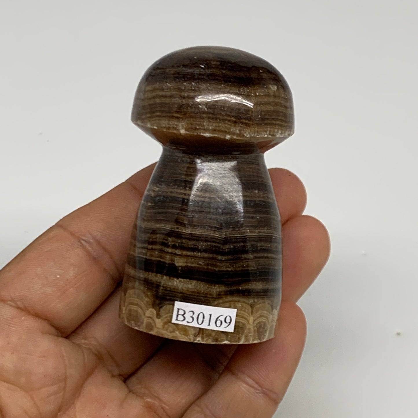 133.5g, 2.5"x1.4" Natural Chocolate Calcite Mushroom Gemstone @Pakistan, B30169