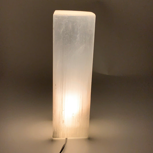 11.5 lbs. 11.75"x3.5", Rectangle Selenite (Satin Spar) Lamp, w/6ft Chord, B35796