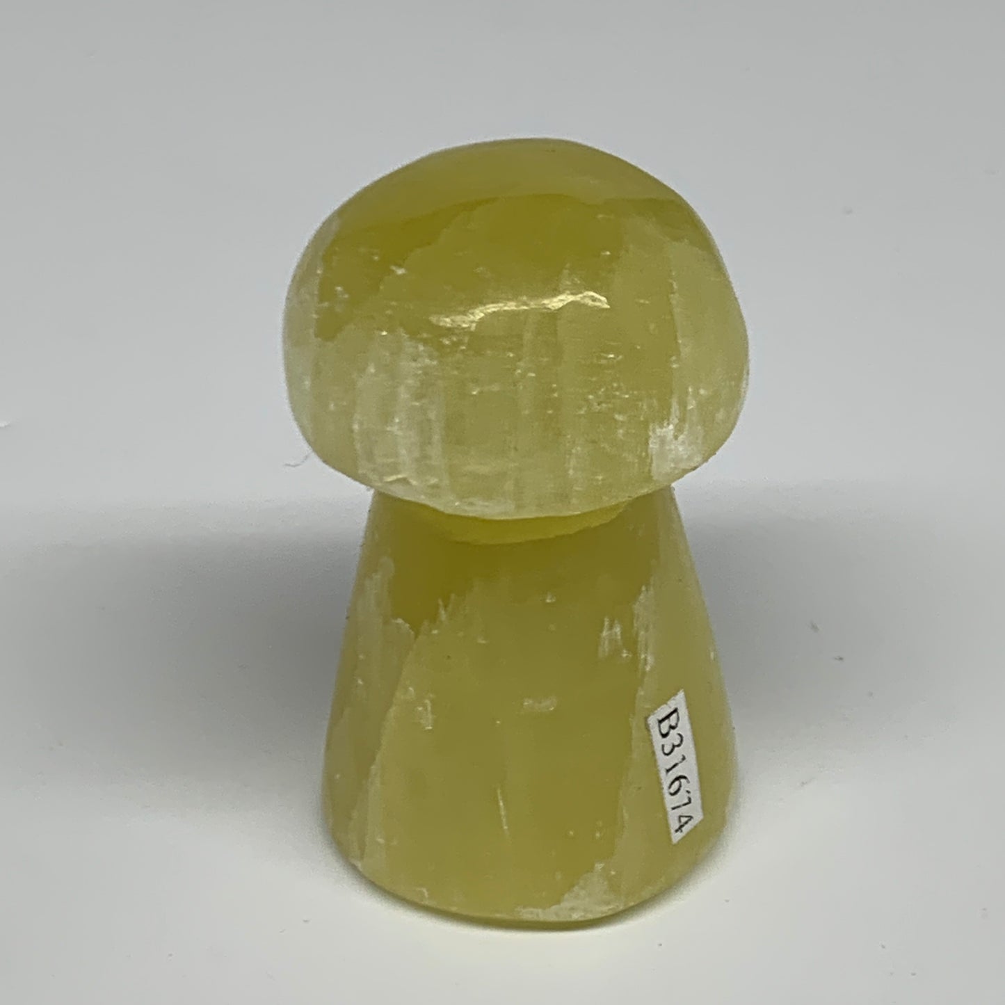 151.5g, 2.5"x1.4" Natural Lemon Calcite Mushroom Gemstone @Pakistan, B31674