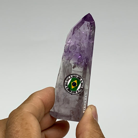 49.5g, 2.9"x1"x0.8", Natural Amethyst Tower Point Obelisk @Brazil, B32316