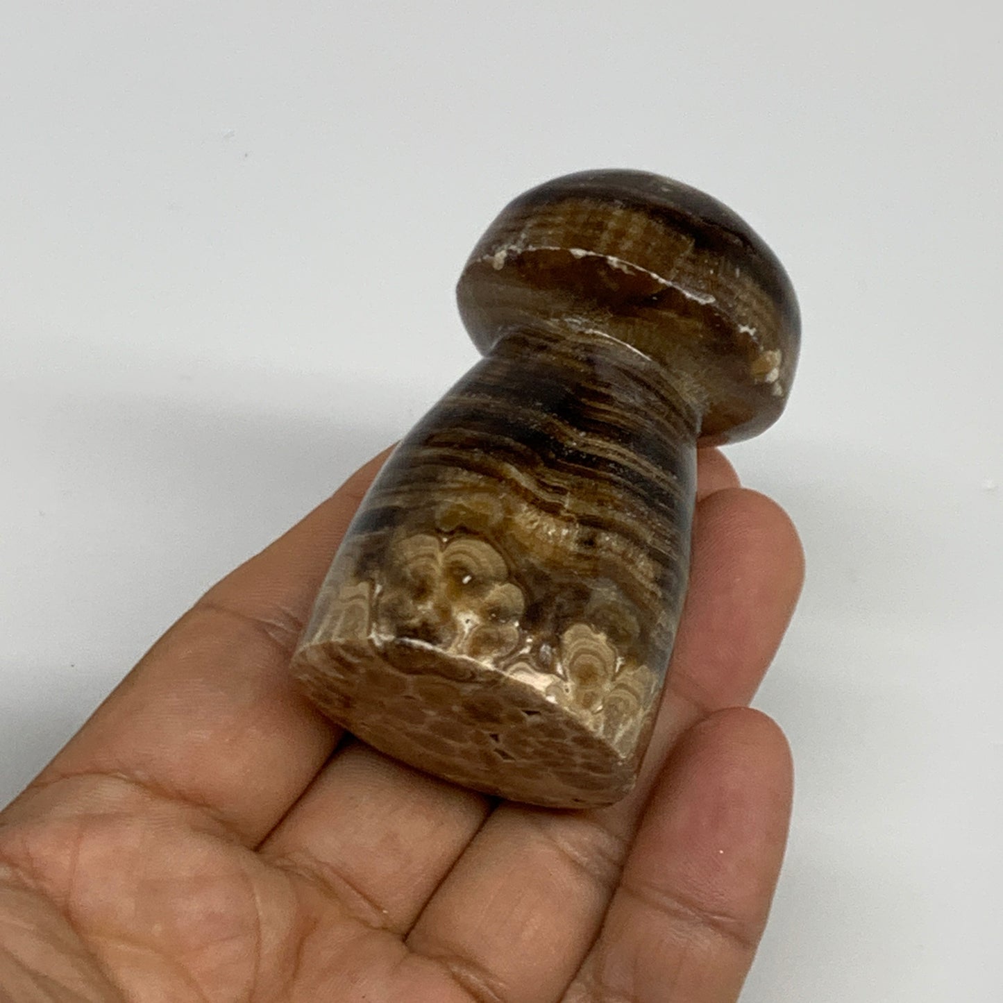 133.5g, 2.5"x1.4" Natural Chocolate Calcite Mushroom Gemstone @Pakistan, B30169