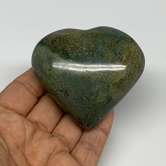 0.35 lbs, 2.4"x2.6"x1.2" Ocean Jasper Heart Polished Healing Crystal, B30879