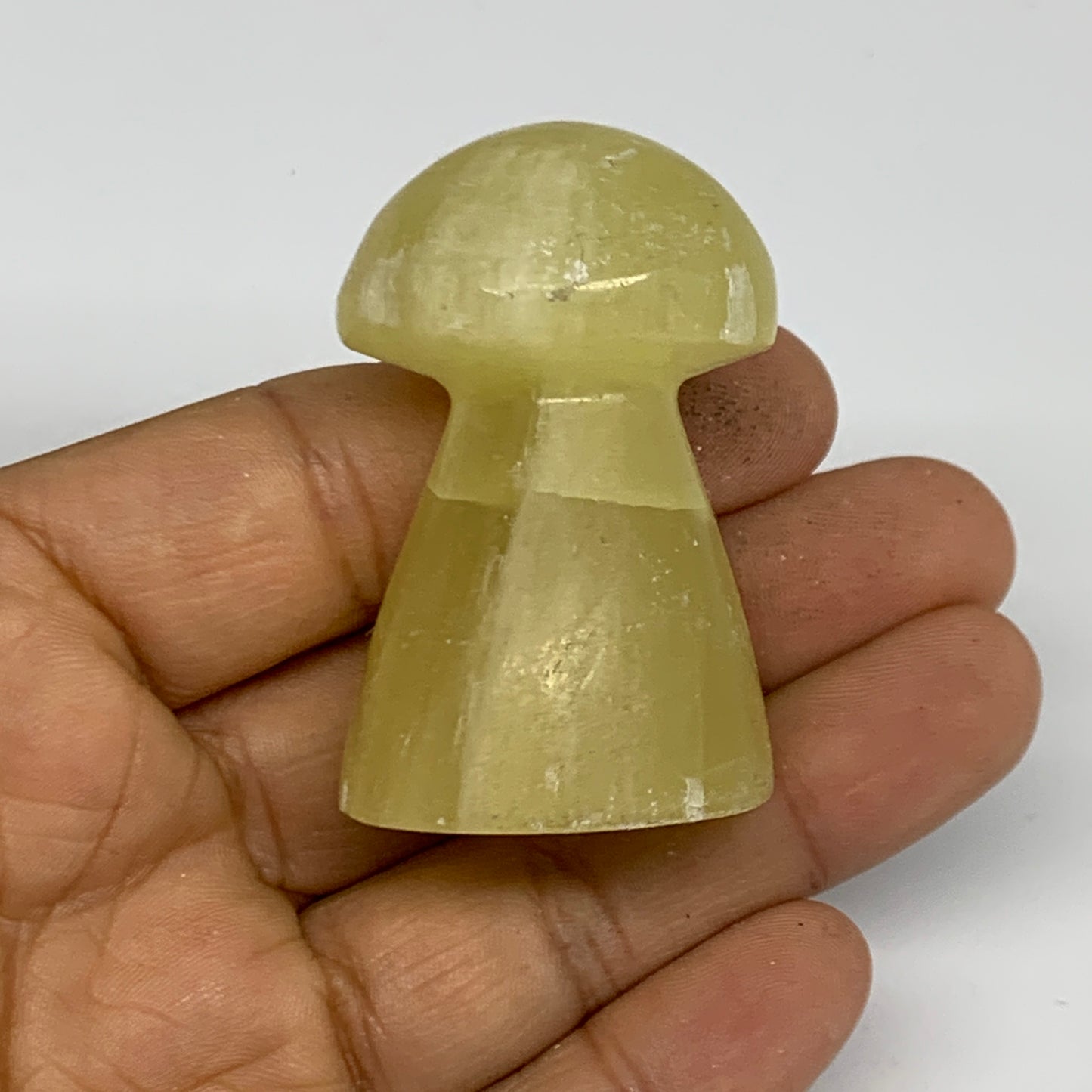 72g, 1.9"x1.2" Natural Lemon Calcite Mushroom Gemstone @Pakistan, B31673