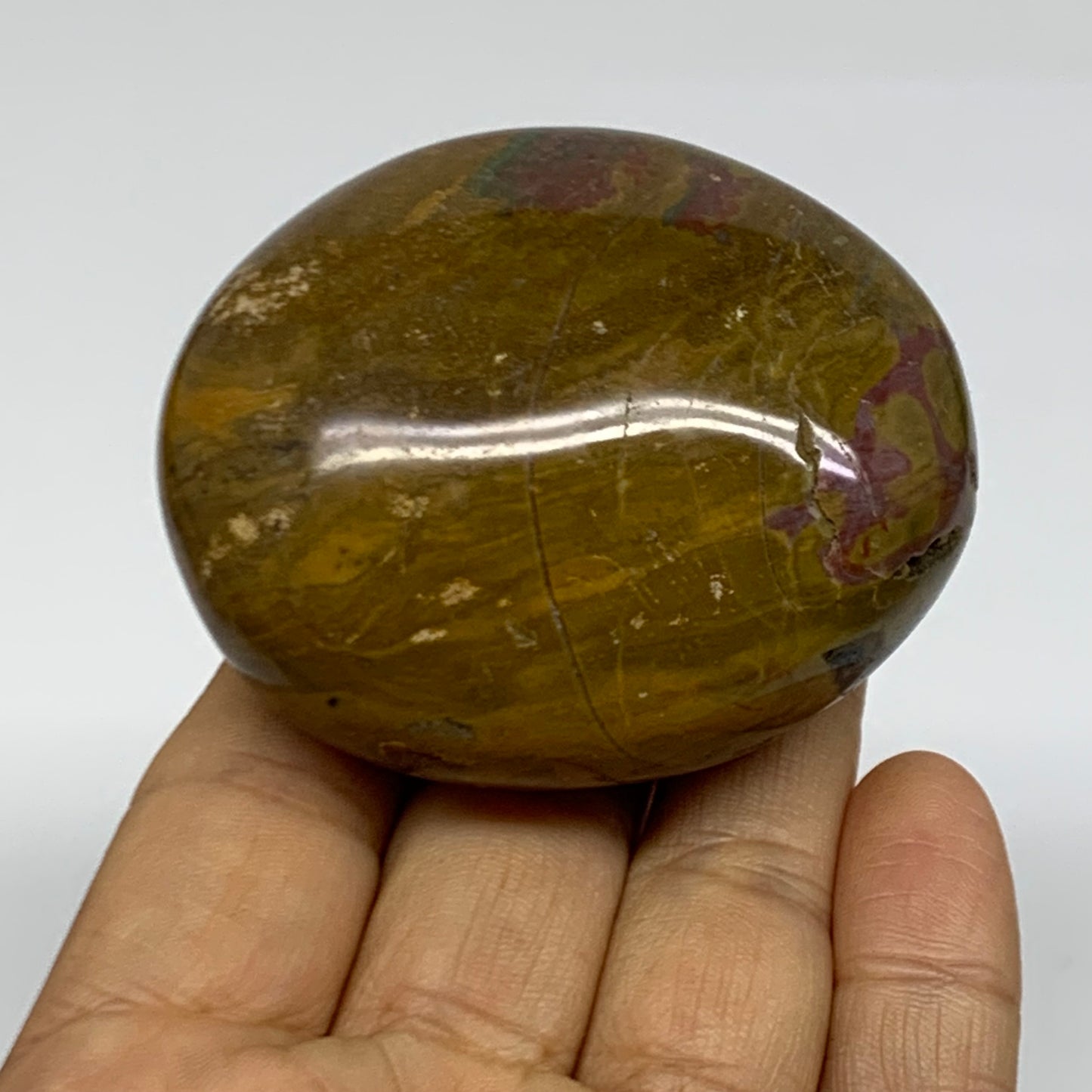 149.9g, 2.5"x2"x1.3" Natural Ocean Jasper Palm-Stone Orbicular Jasper, B38191