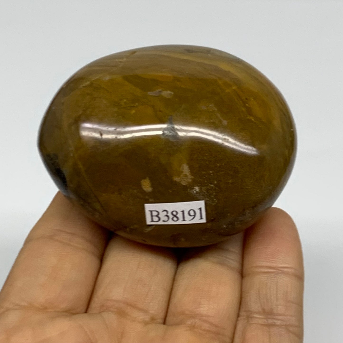 149.9g, 2.5"x2"x1.3" Natural Ocean Jasper Palm-Stone Orbicular Jasper, B38191