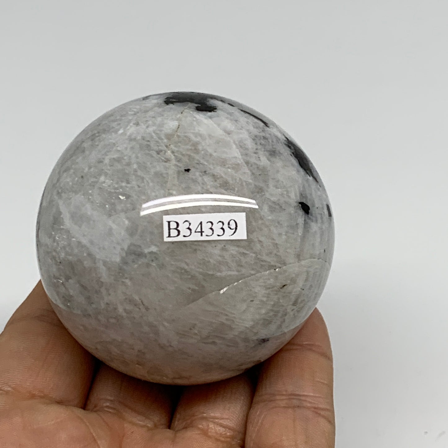 254.4g, 2.2"(56mm), Natural Rainbow Moonstone Sphere Ball Gemstone, B34339