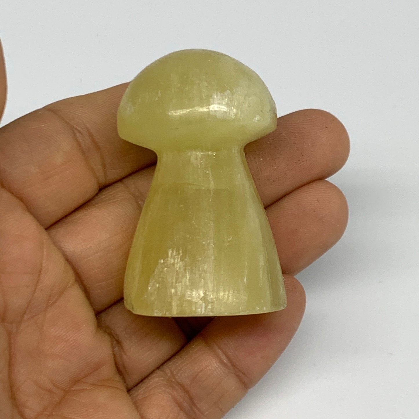 72g, 1.9"x1.2" Natural Lemon Calcite Mushroom Gemstone @Pakistan, B31673