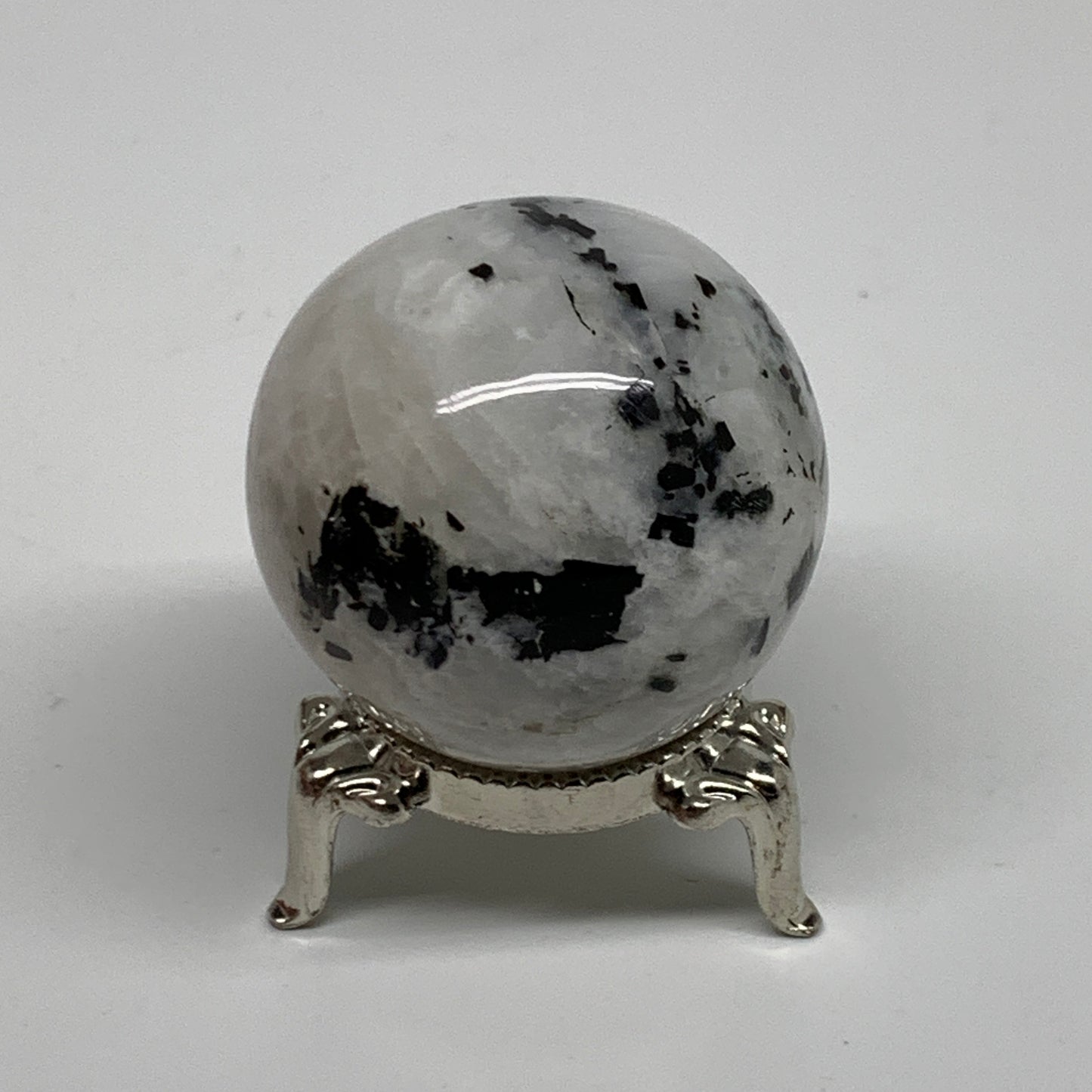 100g, 1.7"(42mm), Natural Rainbow Moonstone Sphere Ball Gemstone, B35128