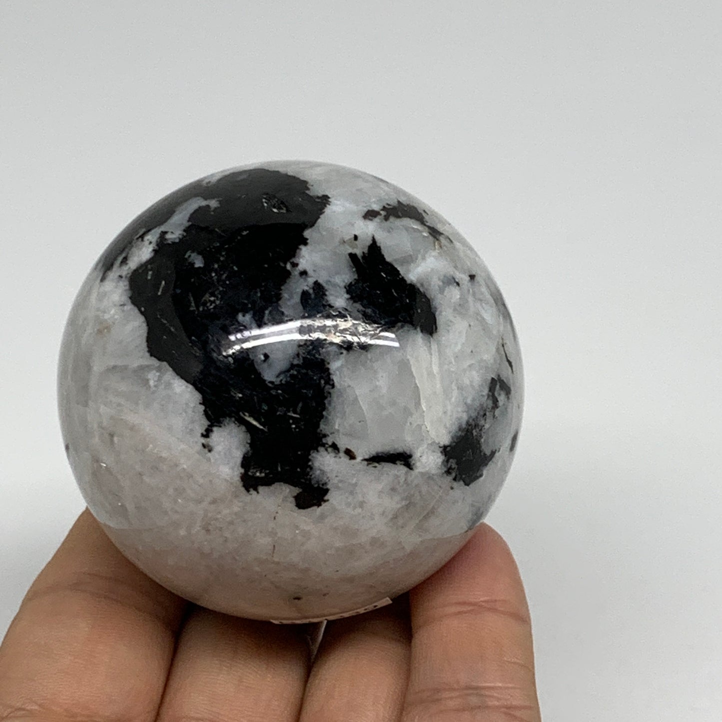 254.4g, 2.2"(56mm), Natural Rainbow Moonstone Sphere Ball Gemstone, B34339