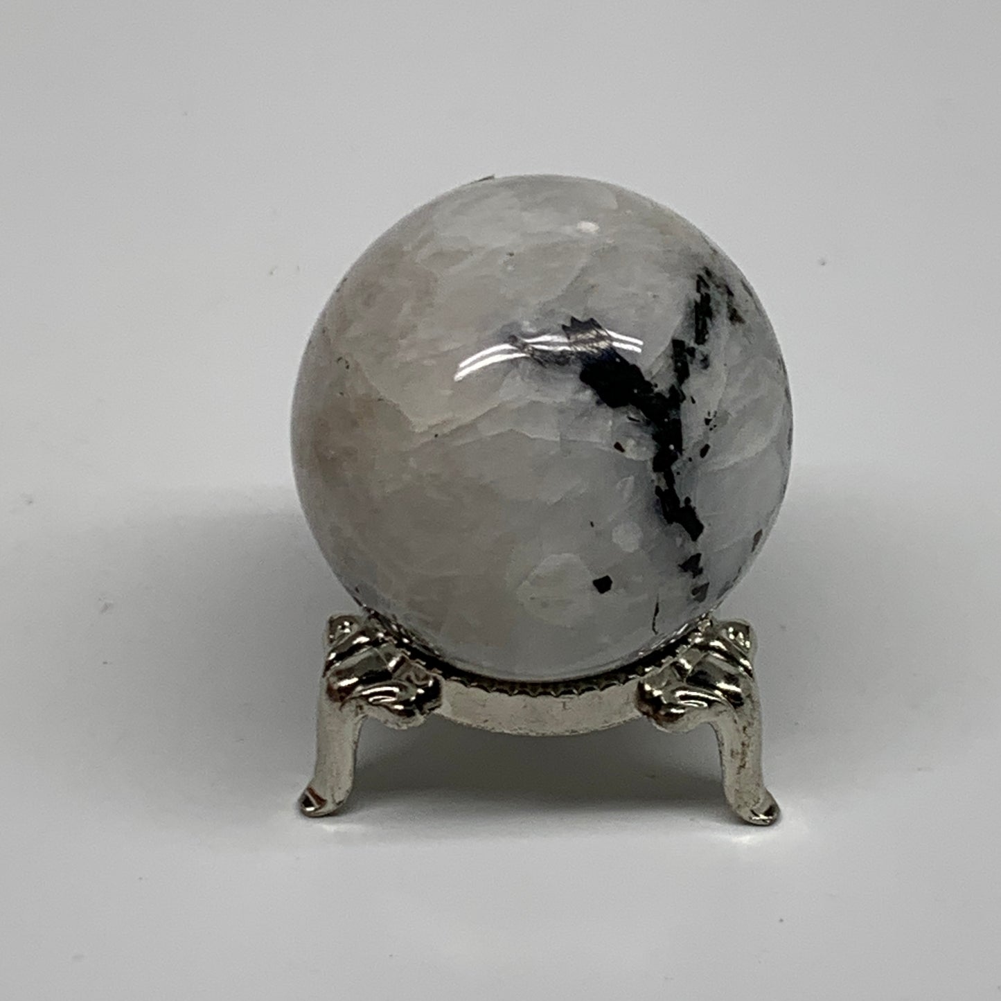 100g, 1.7"(42mm), Natural Rainbow Moonstone Sphere Ball Gemstone, B35128