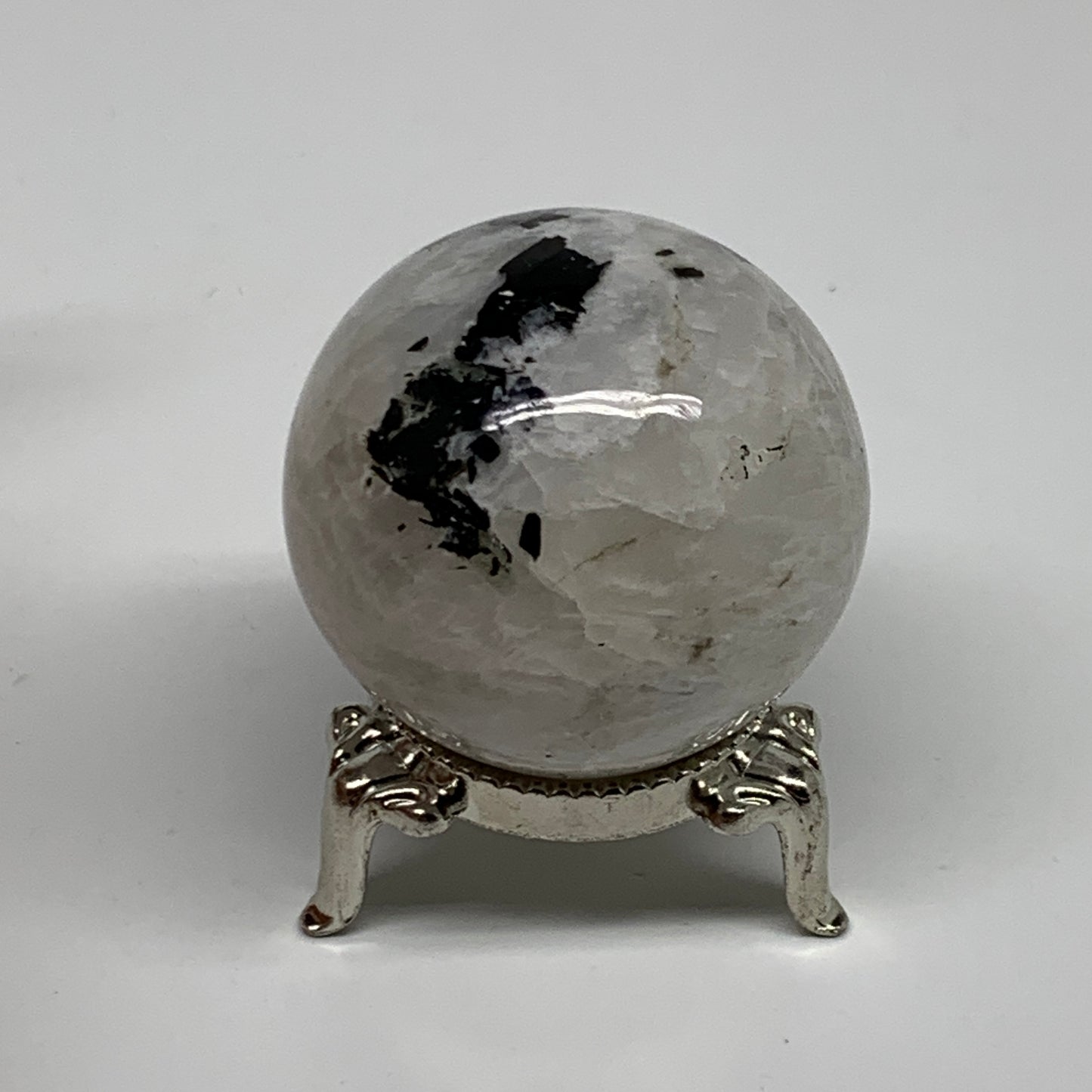 100g, 1.7"(42mm), Natural Rainbow Moonstone Sphere Ball Gemstone, B35128