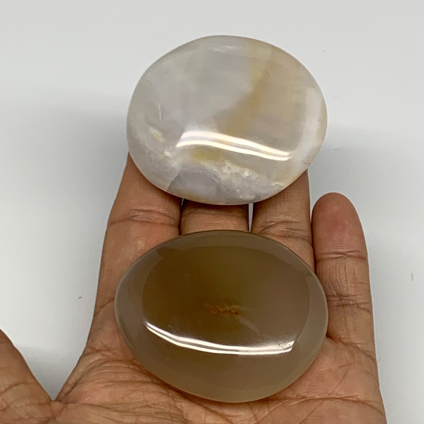 146.9g, 2.1", 2pcs, Orca Agate Palm-Stone Reiki Energy Crystal Reiki, B27890