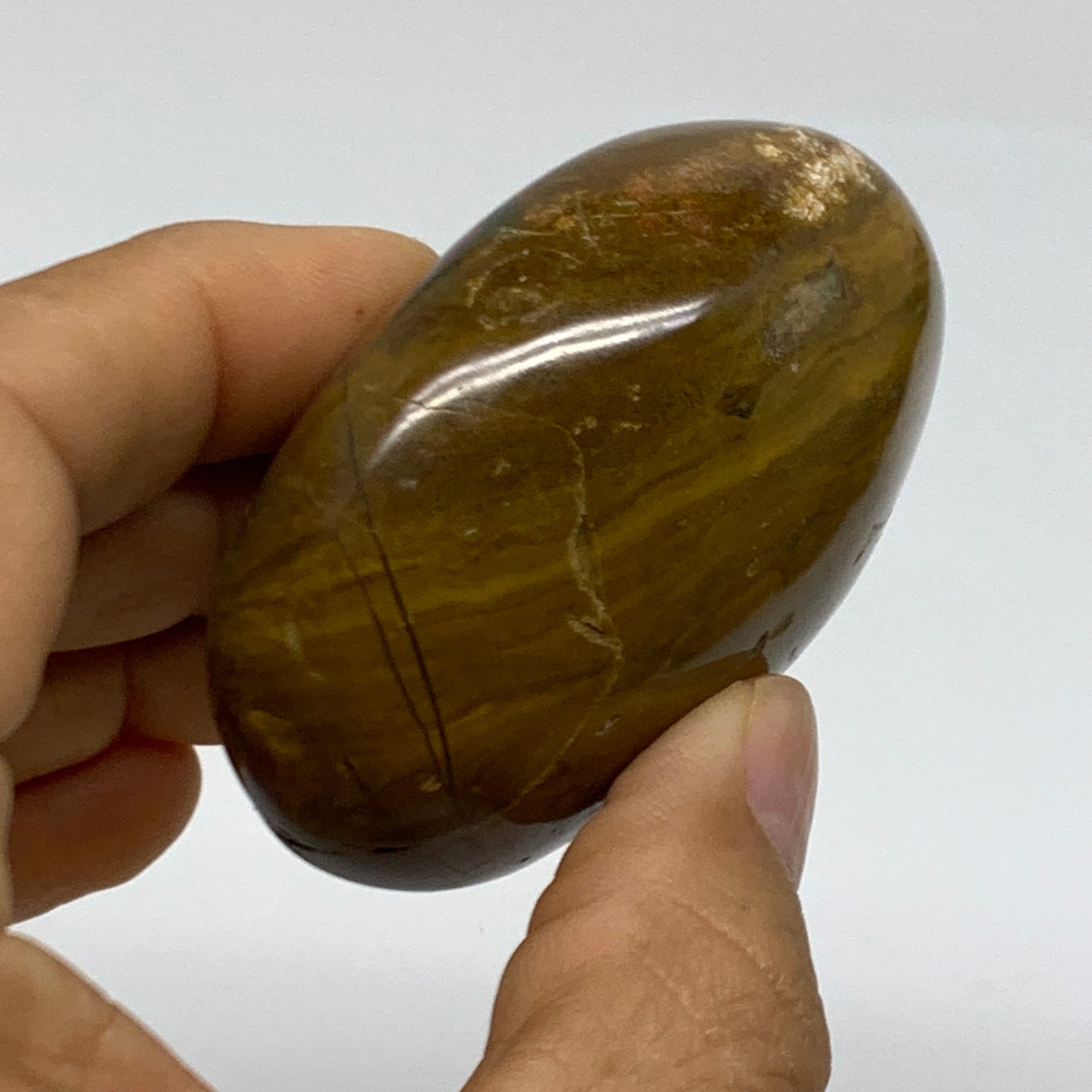 149.9g, 2.5"x2"x1.3" Natural Ocean Jasper Palm-Stone Orbicular Jasper, B38191