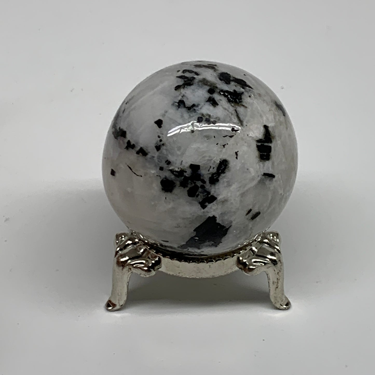 100g, 1.7"(42mm), Natural Rainbow Moonstone Sphere Ball Gemstone, B35128