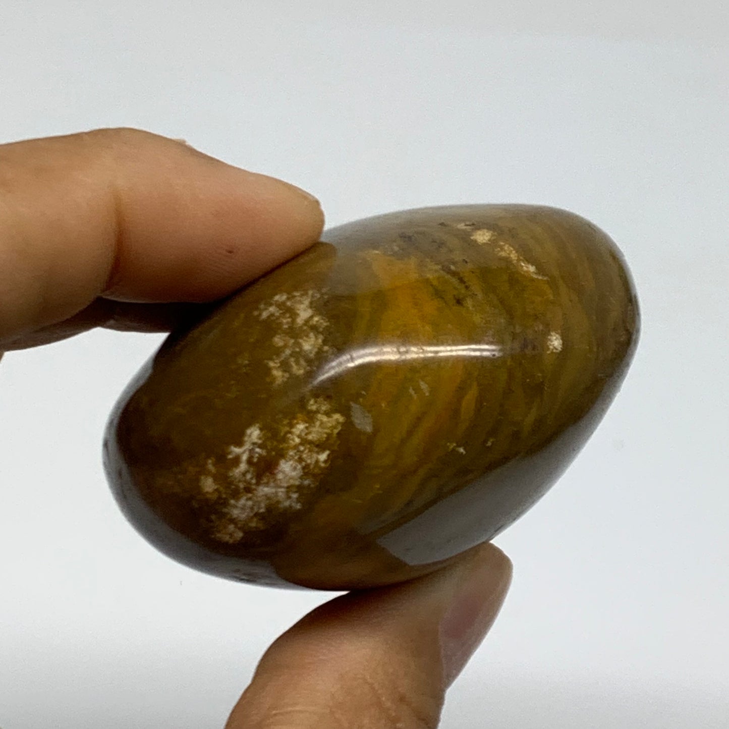 149.9g, 2.5"x2"x1.3" Natural Ocean Jasper Palm-Stone Orbicular Jasper, B38191