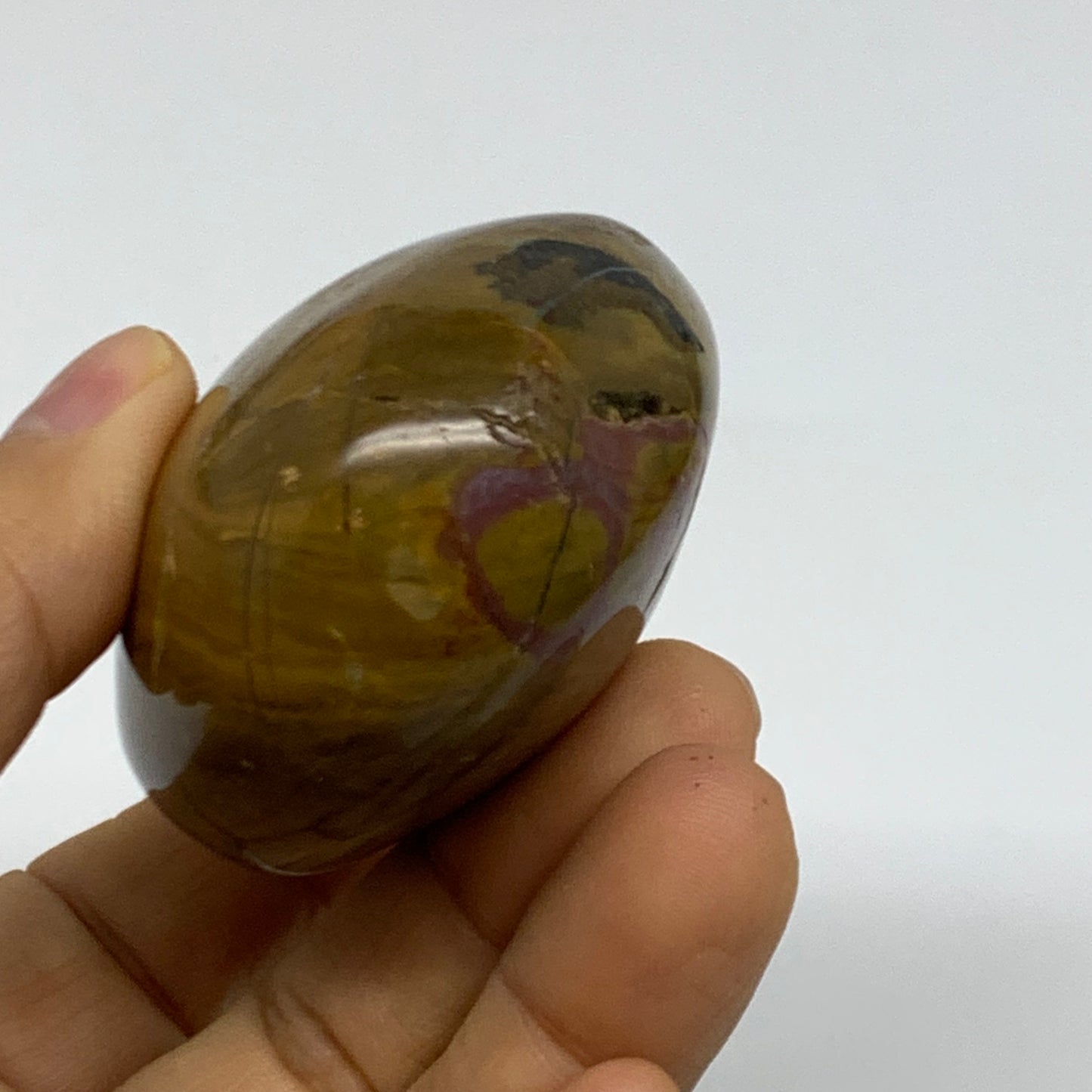 149.9g, 2.5"x2"x1.3" Natural Ocean Jasper Palm-Stone Orbicular Jasper, B38191