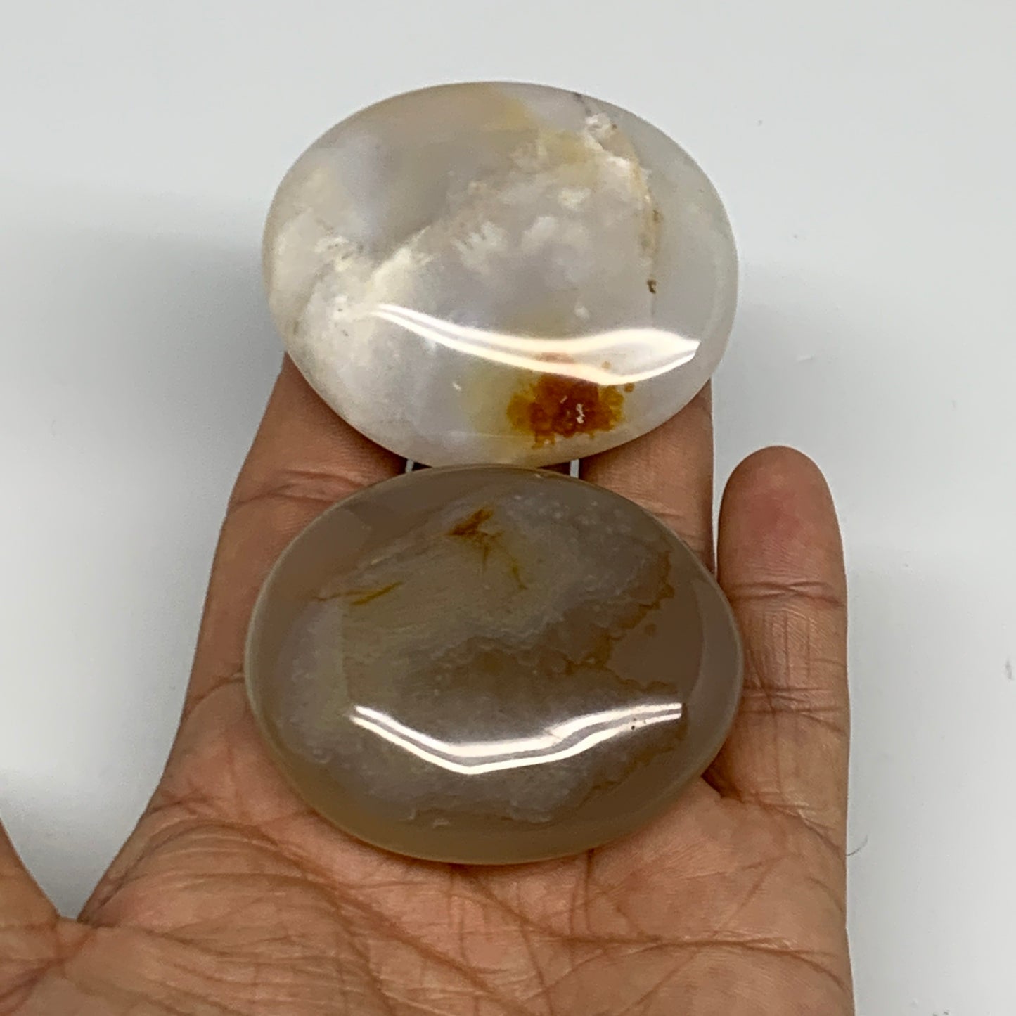 146.9g, 2.1", 2pcs, Orca Agate Palm-Stone Reiki Energy Crystal Reiki, B27890