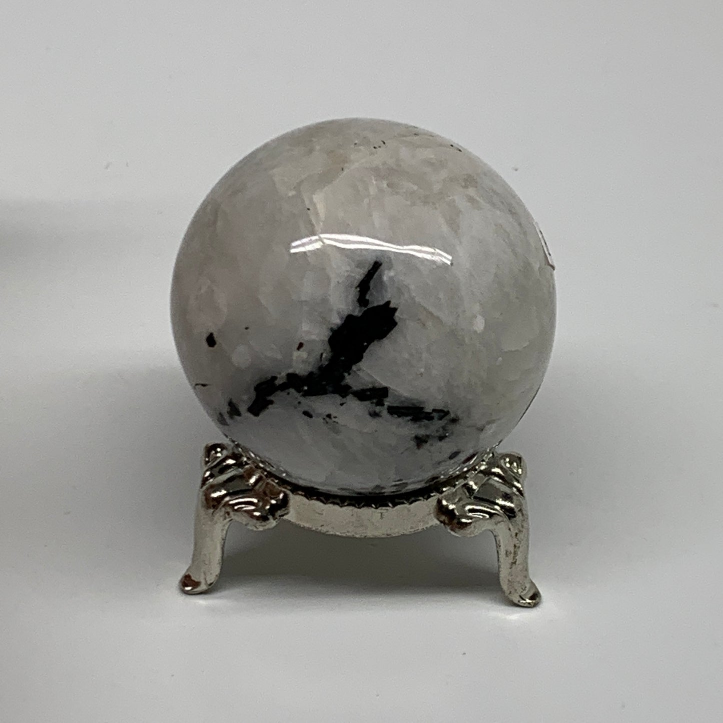 100g, 1.7"(42mm), Natural Rainbow Moonstone Sphere Ball Gemstone, B35128