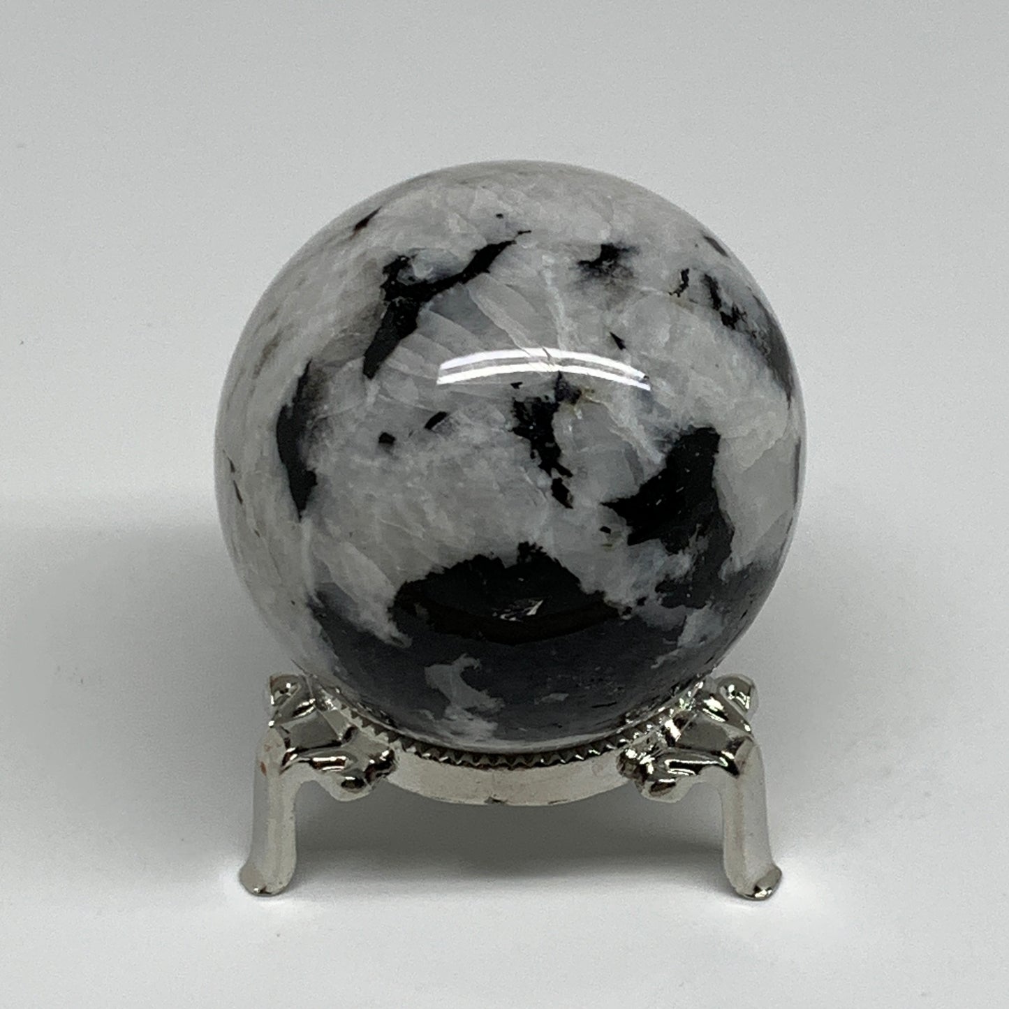 254.4g, 2.2"(56mm), Natural Rainbow Moonstone Sphere Ball Gemstone, B34339