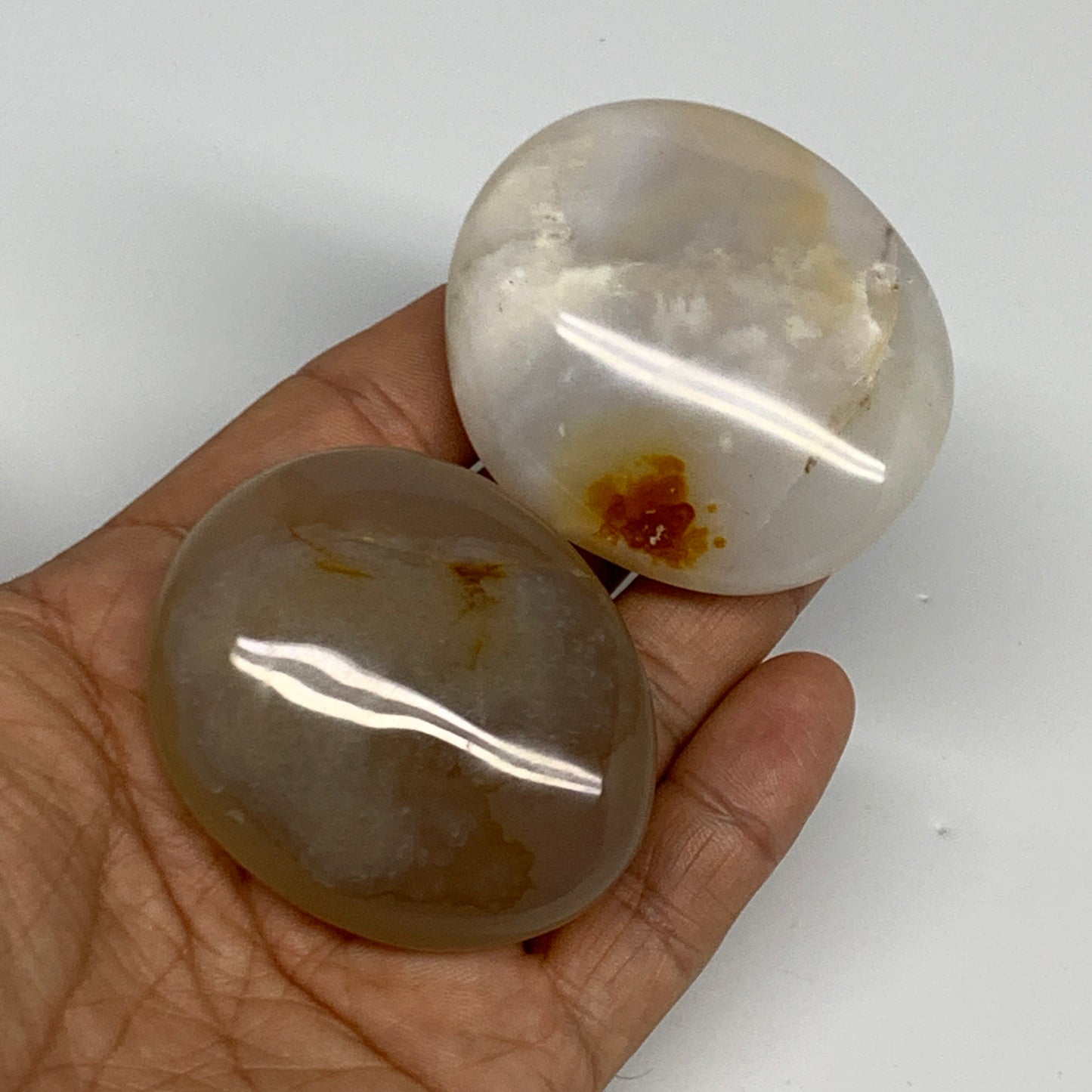 146.9g, 2.1", 2pcs, Orca Agate Palm-Stone Reiki Energy Crystal Reiki, B27890