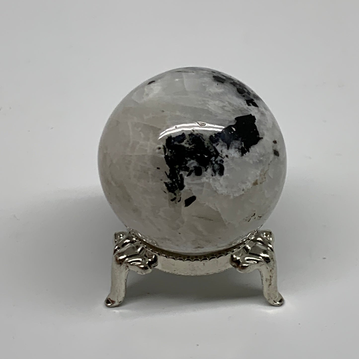 100g, 1.7"(42mm), Natural Rainbow Moonstone Sphere Ball Gemstone, B35128