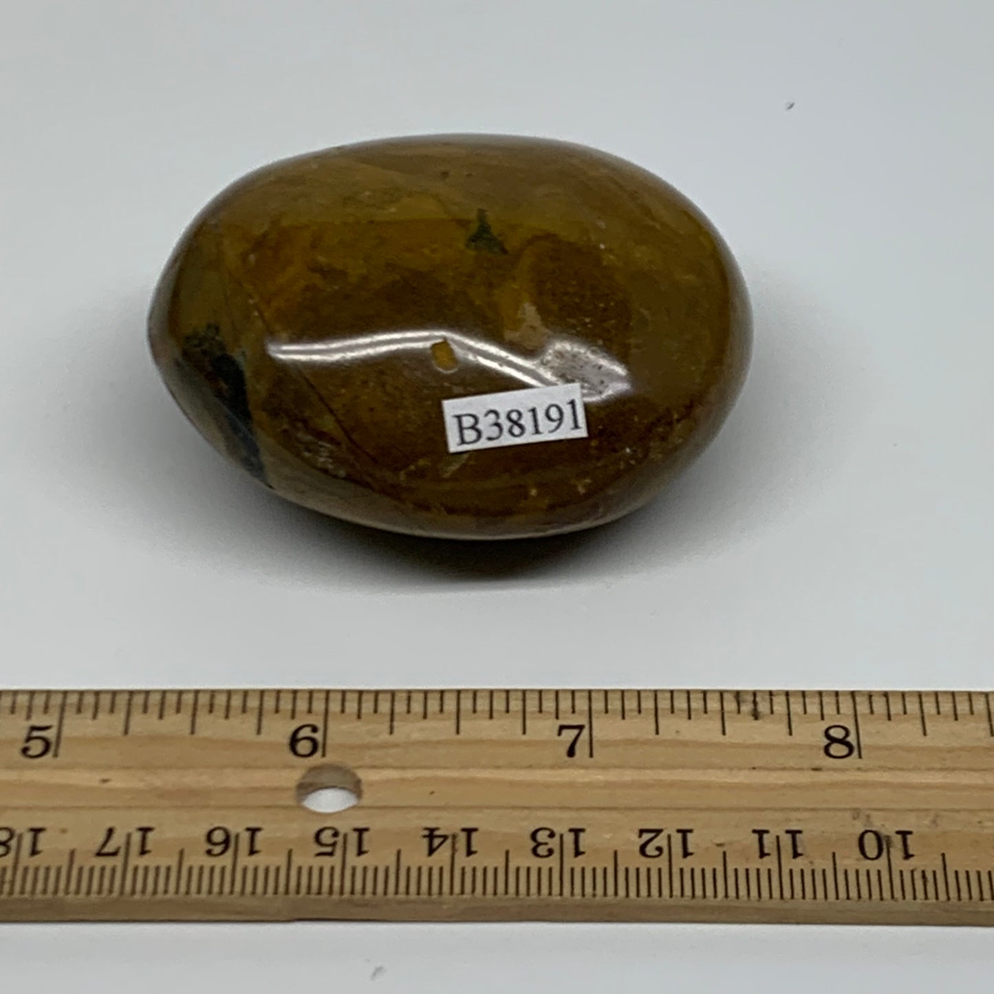 149.9g, 2.5"x2"x1.3" Natural Ocean Jasper Palm-Stone Orbicular Jasper, B38191