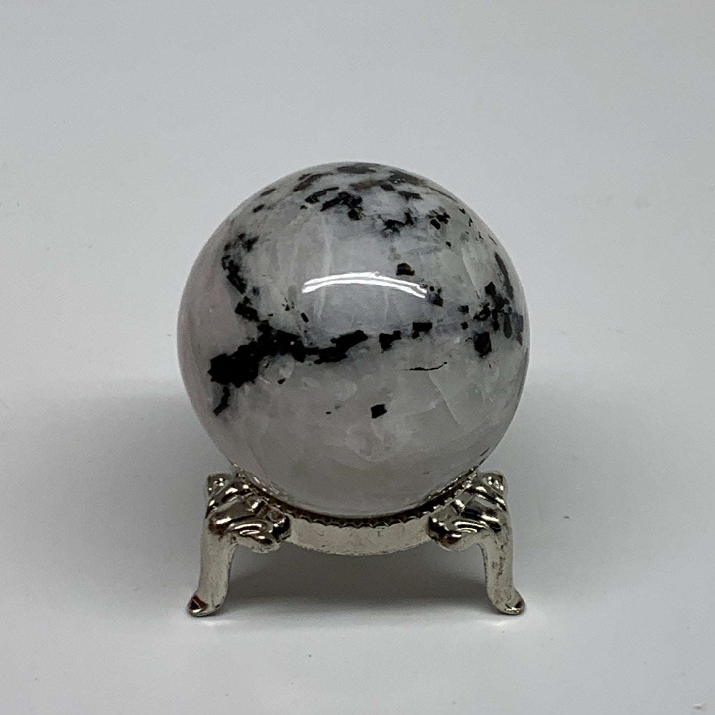 100g, 1.7"(42mm), Natural Rainbow Moonstone Sphere Ball Gemstone, B35128