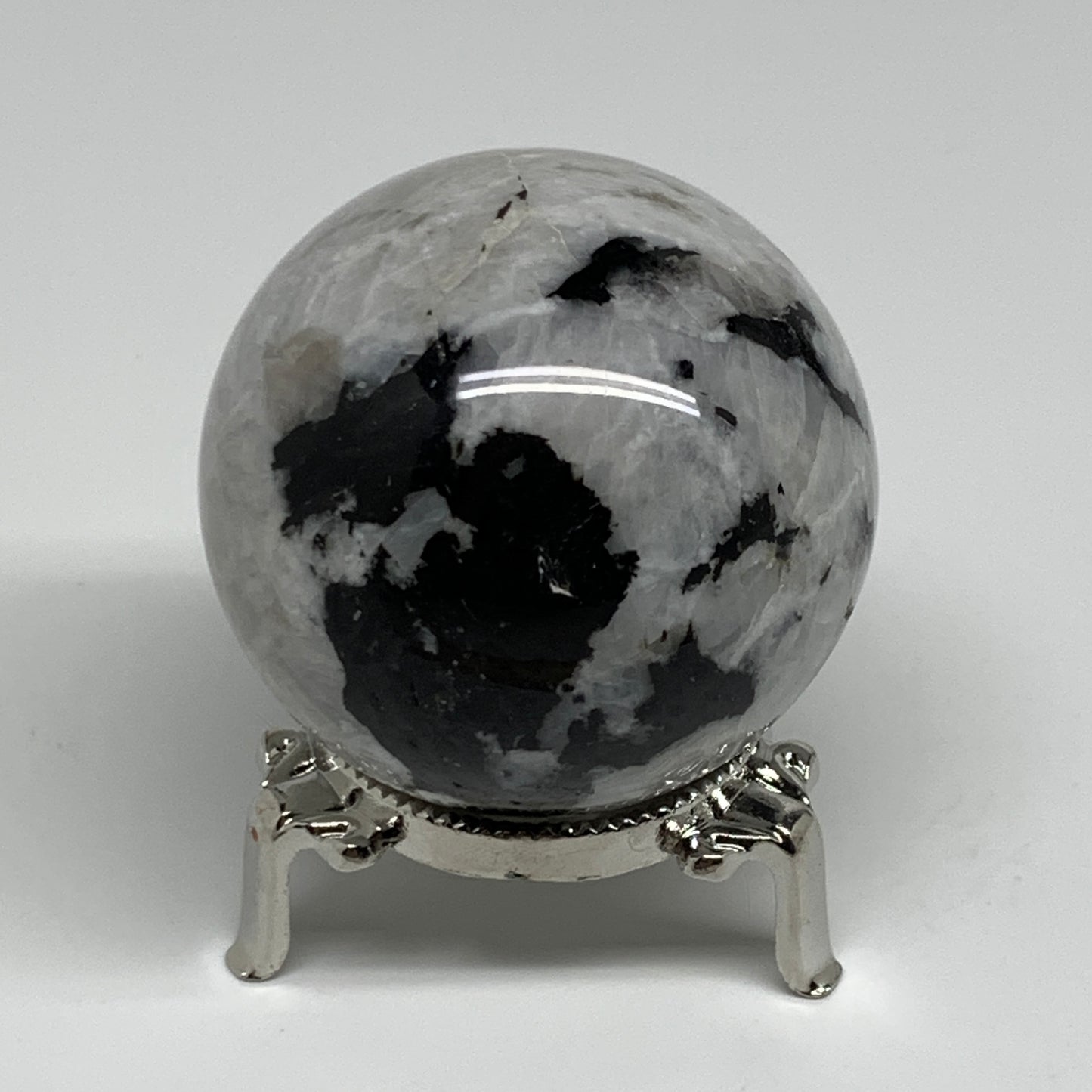 254.4g, 2.2"(56mm), Natural Rainbow Moonstone Sphere Ball Gemstone, B34339