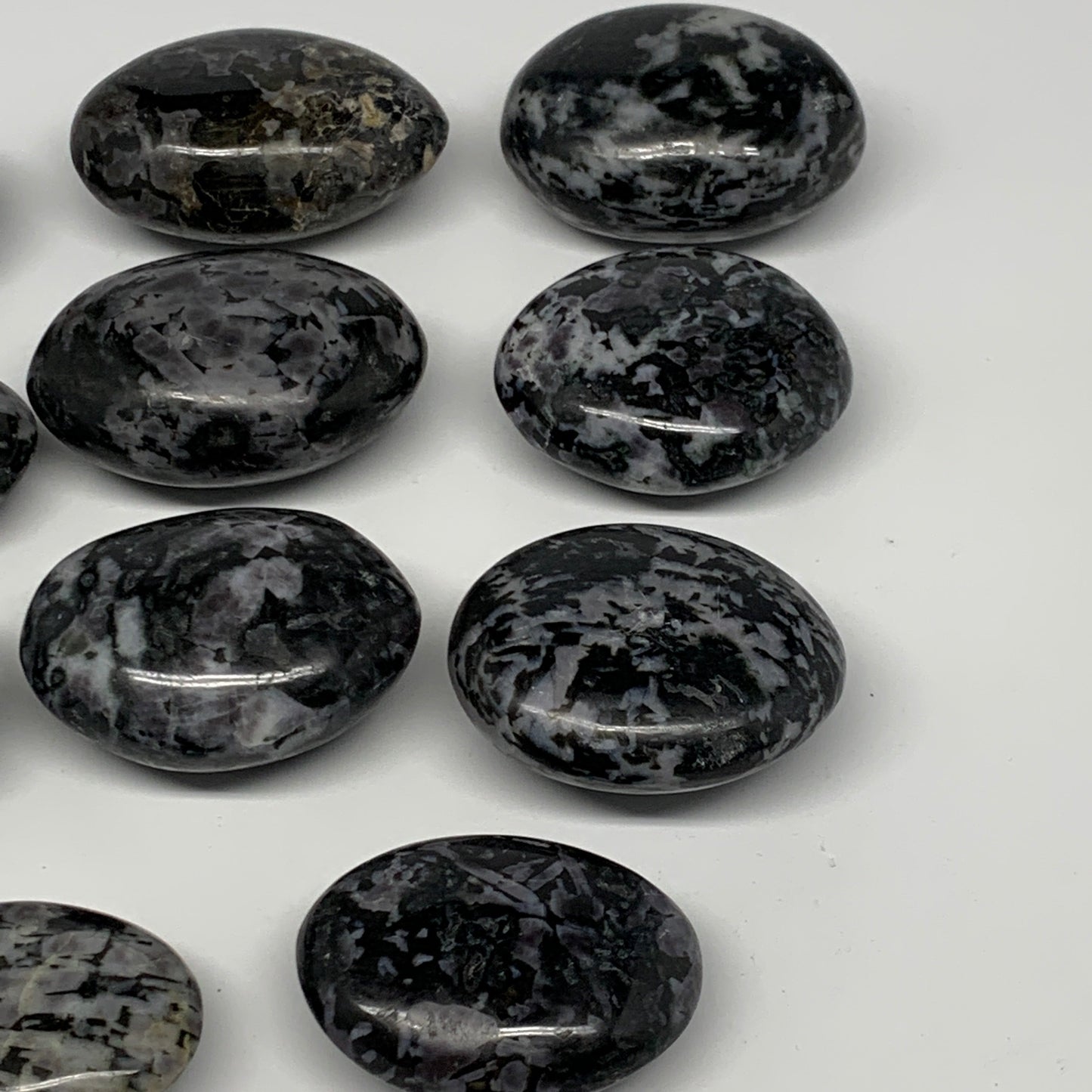2.2 Lbs, 1.9"-2.5", 11pcs, Indigo Gabro Merlinite Palm-Stone Polished, B18268
