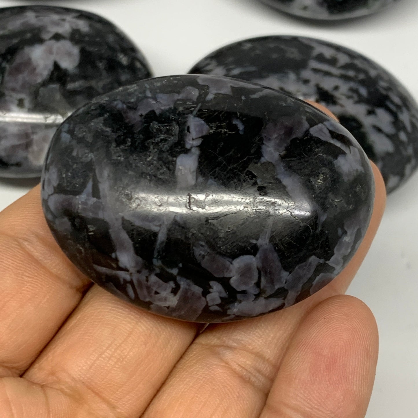 2.2 Lbs, 1.9"-2.5", 11pcs, Indigo Gabro Merlinite Palm-Stone Polished, B18268