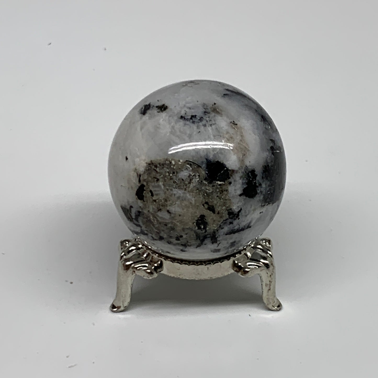 107.9g, 1.6"(41mm), Natural Rainbow Moonstone Sphere Ball Gemstone, B35129