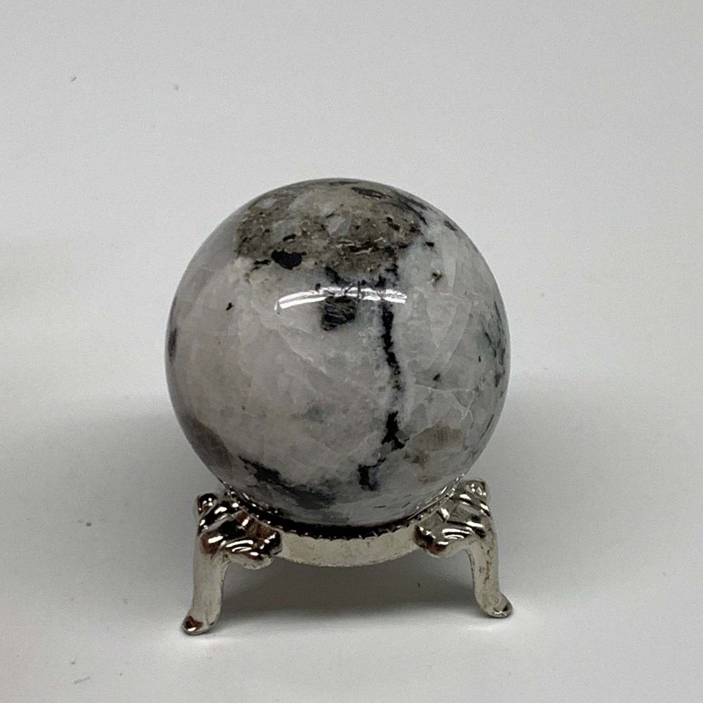 107.9g, 1.6"(41mm), Natural Rainbow Moonstone Sphere Ball Gemstone, B35129