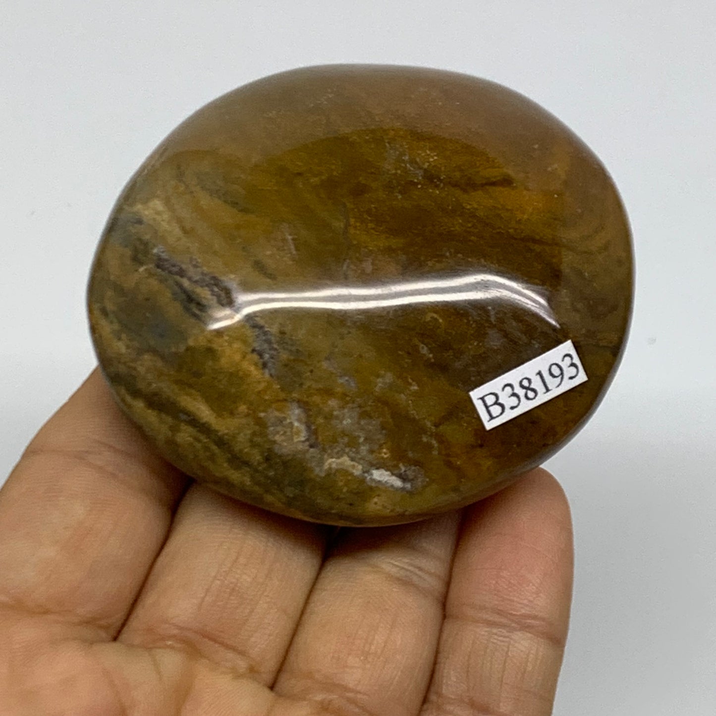 148.9g, 2.6"x2.5"x1" Natural Ocean Jasper Palm-Stone Orbicular Jasper, B38193