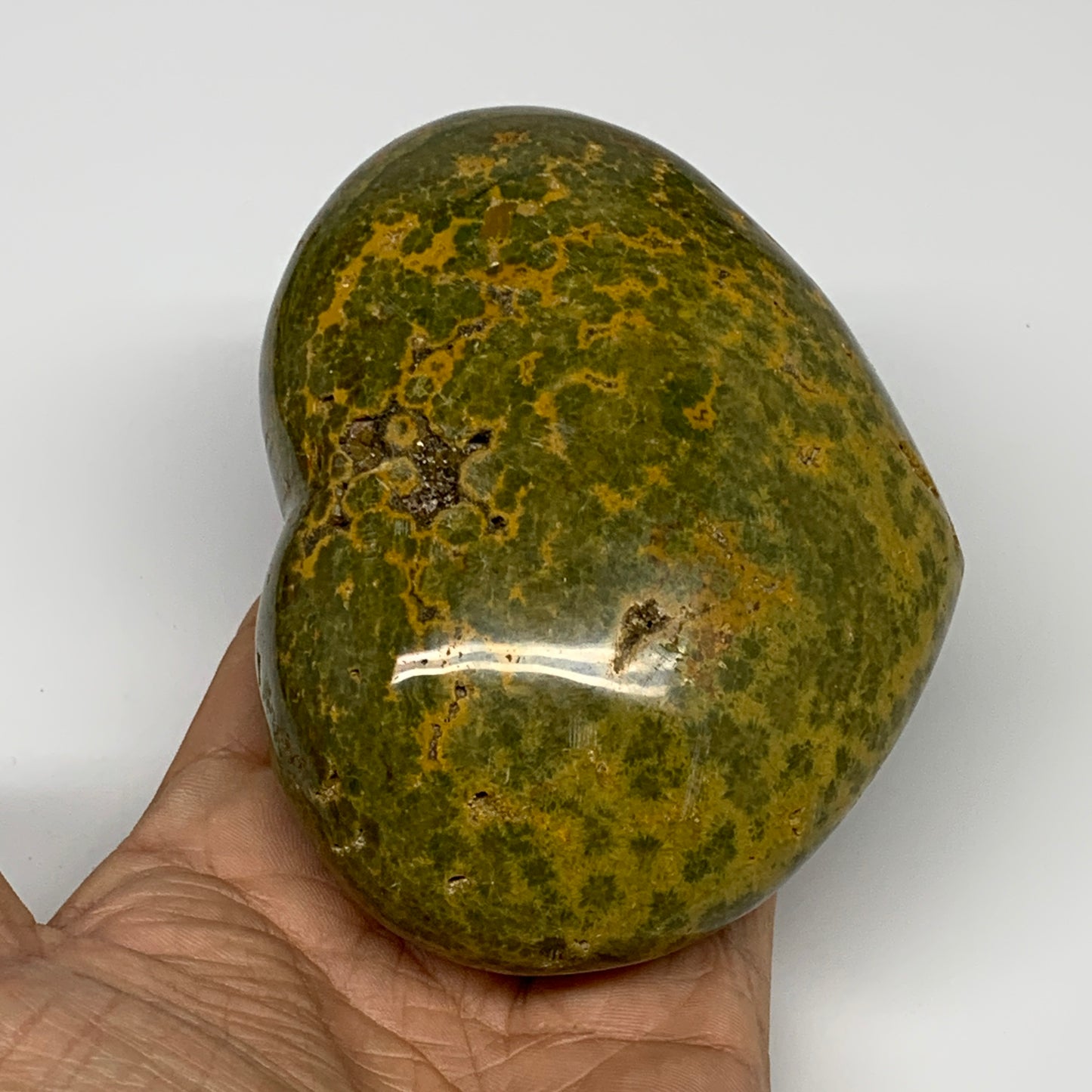 1.33 lbs, 3.3"x4.3"x2" Ocean Jasper Heart Polished Healing Crystal, B30928