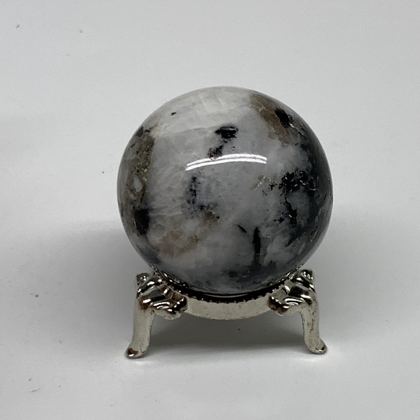 107.9g, 1.6"(41mm), Natural Rainbow Moonstone Sphere Ball Gemstone, B35129