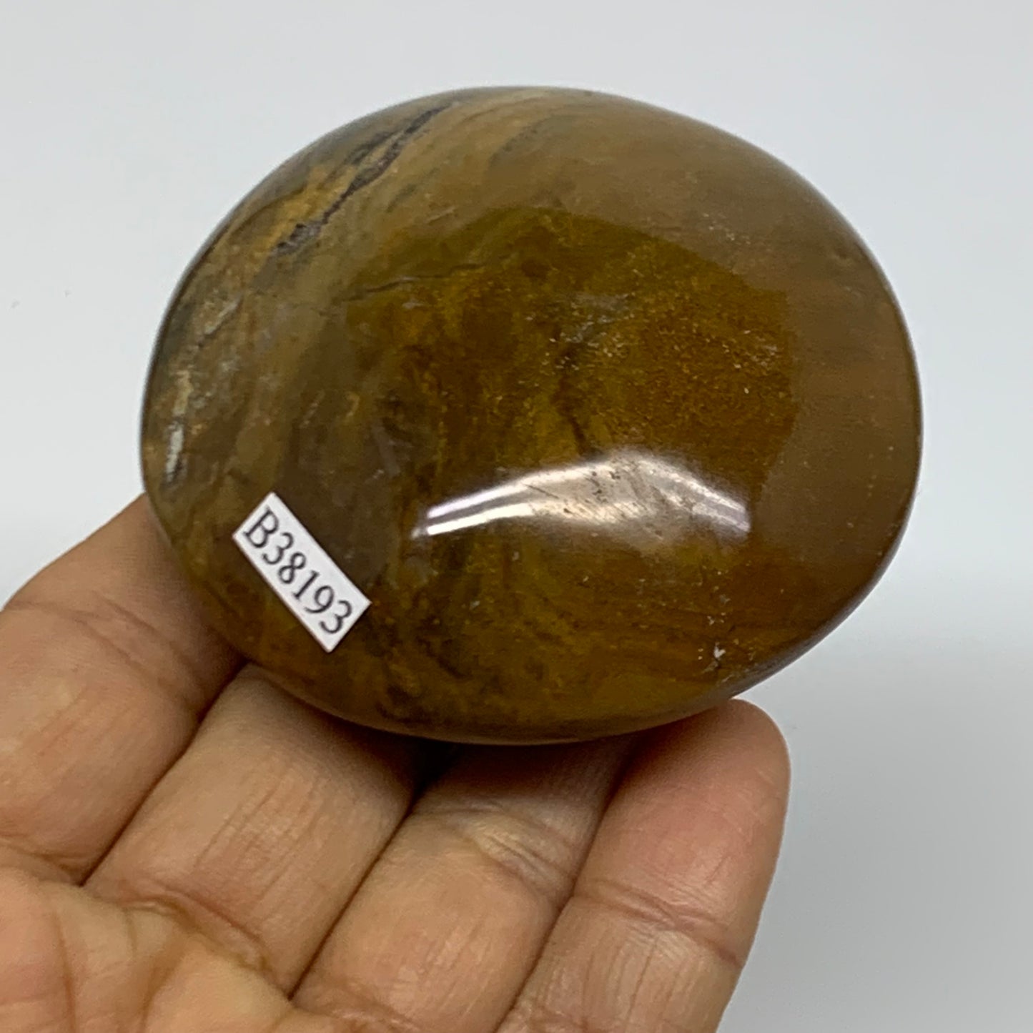 148.9g, 2.6"x2.5"x1" Natural Ocean Jasper Palm-Stone Orbicular Jasper, B38193