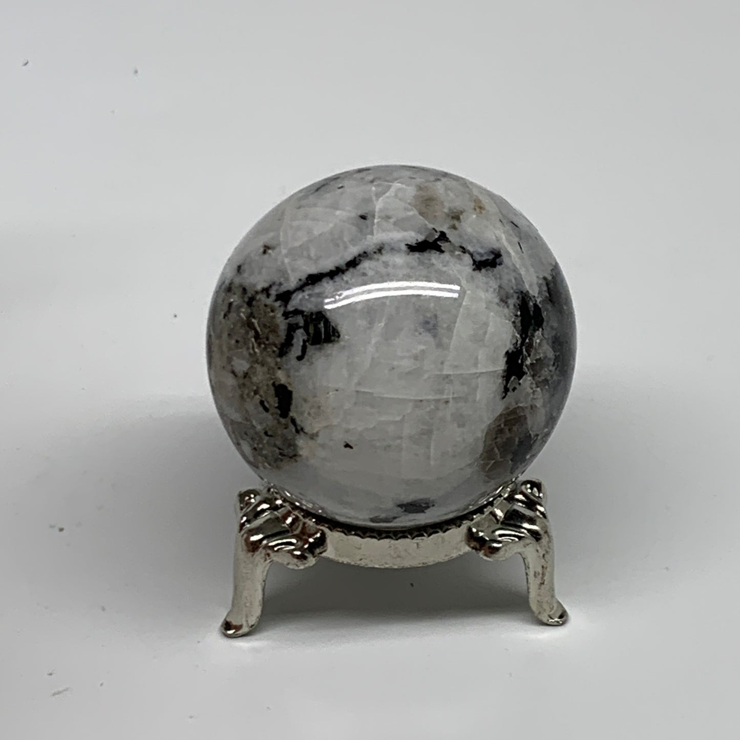 107.9g, 1.6"(41mm), Natural Rainbow Moonstone Sphere Ball Gemstone, B35129