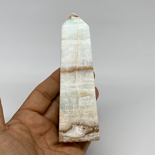 0.57 lbs, 4.5"x1.4"x1.3", Caribbean Calcite Tower Gemstone @Afghanistan, B33705