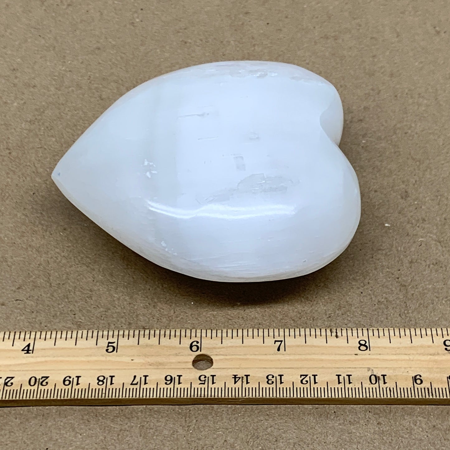 1 lbs, 4"x3.8"x1.6", Selenite Half Puffy Heart Crystals, Satin Spar, B36452