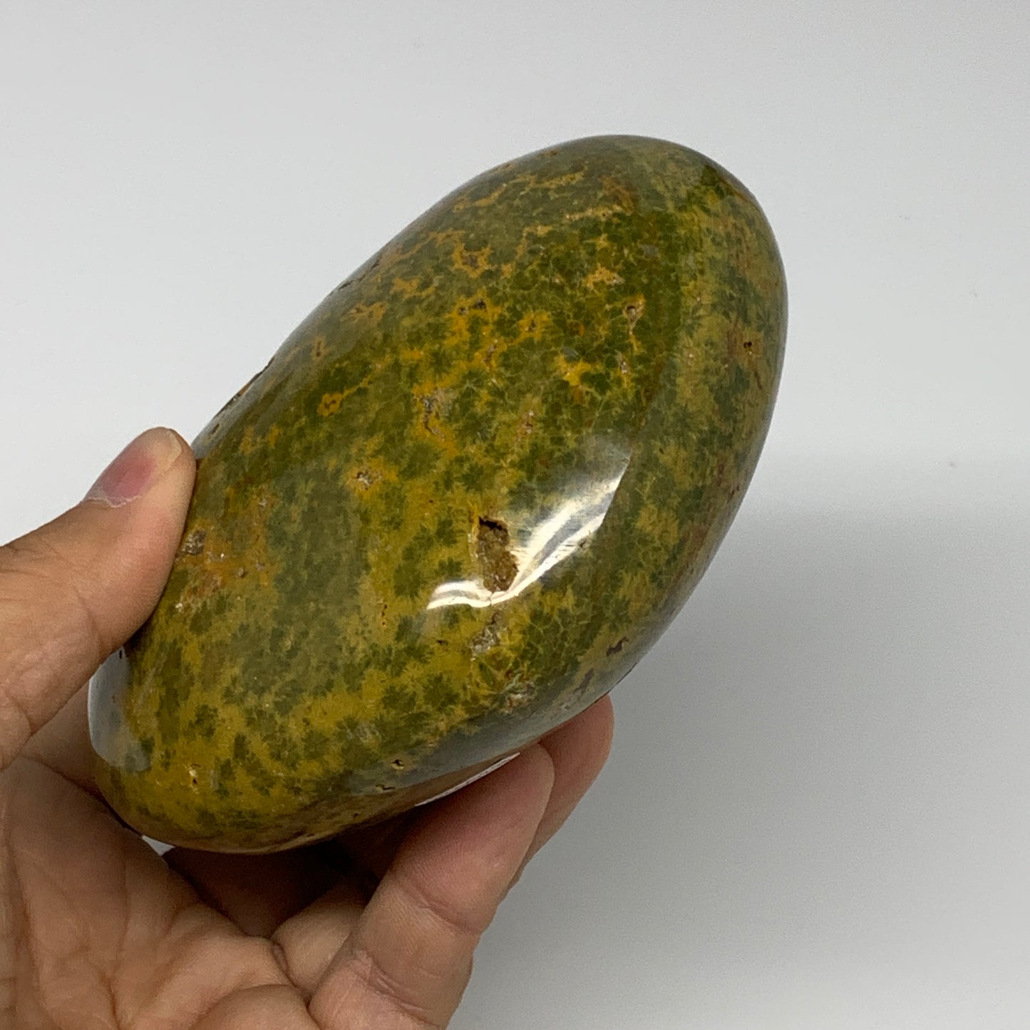 1.33 lbs, 3.3"x4.3"x2" Ocean Jasper Heart Polished Healing Crystal, B30928
